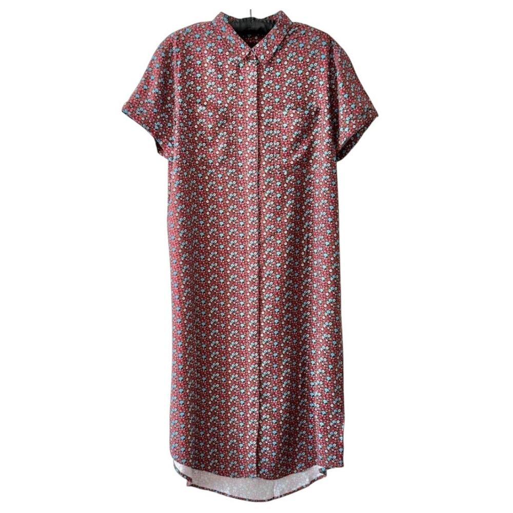 Wildfang The Empower Short Sleeve Shirt Dress Medium Unisex Floral Cinnamon NWT - Picture 3 of 5